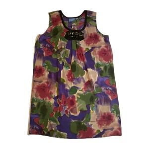 Simply Vera Wang Slip Dress Multicolor Satin Jewel Sequin Boho Chic Womens L‎